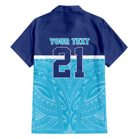 Queensland Samoa Custom Family Matching Off The Shoulder Long Sleeve Dress and Hawaiian Shirt Blue Pacific Polynesian Tribal Pattern LT9 - Polynesian Pride