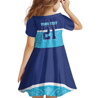 Queensland Samoa Custom Family Matching Short Sleeve Bodycon Dress and Hawaiian Shirt Blue Pacific Polynesian Tribal Pattern LT9 - Polynesian Pride
