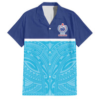 Queensland Samoa Custom Family Matching Short Sleeve Bodycon Dress and Hawaiian Shirt Blue Pacific Polynesian Tribal Pattern LT9 Dad's Shirt - Short Sleeve Blue - Polynesian Pride