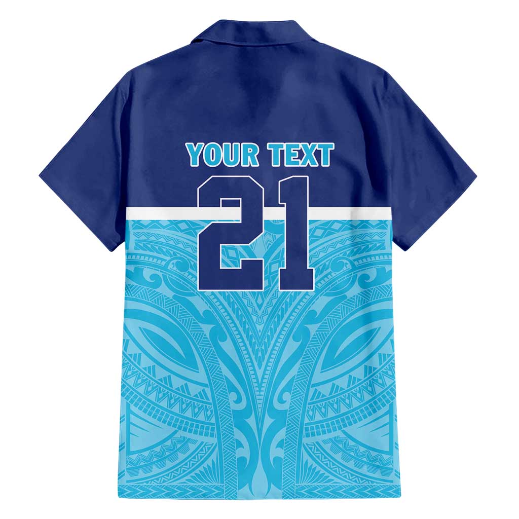 Queensland Samoa Custom Family Matching Short Sleeve Bodycon Dress and Hawaiian Shirt Blue Pacific Polynesian Tribal Pattern LT9 - Polynesian Pride