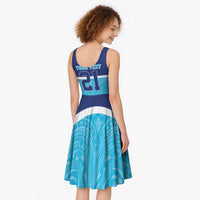 Queensland Samoa Custom Midi Dress Blue Pacific Polynesian Tribal Pattern - Polynesian Pride