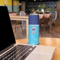 Queensland Samoa Custom Skinny Tumbler Blue Pacific Polynesian Tribal Pattern