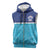 Queensland Samoa Custom Sleeveless Zip Hoodie Blue Pacific Polynesian Tribal Pattern - Polynesian Pride
