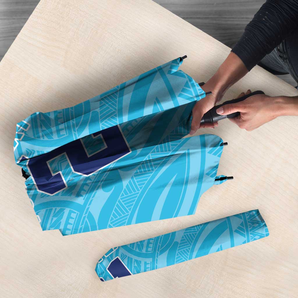 Queensland Samoa Custom Umbrella Blue Pacific Polynesian Tribal Pattern - Polynesian Pride