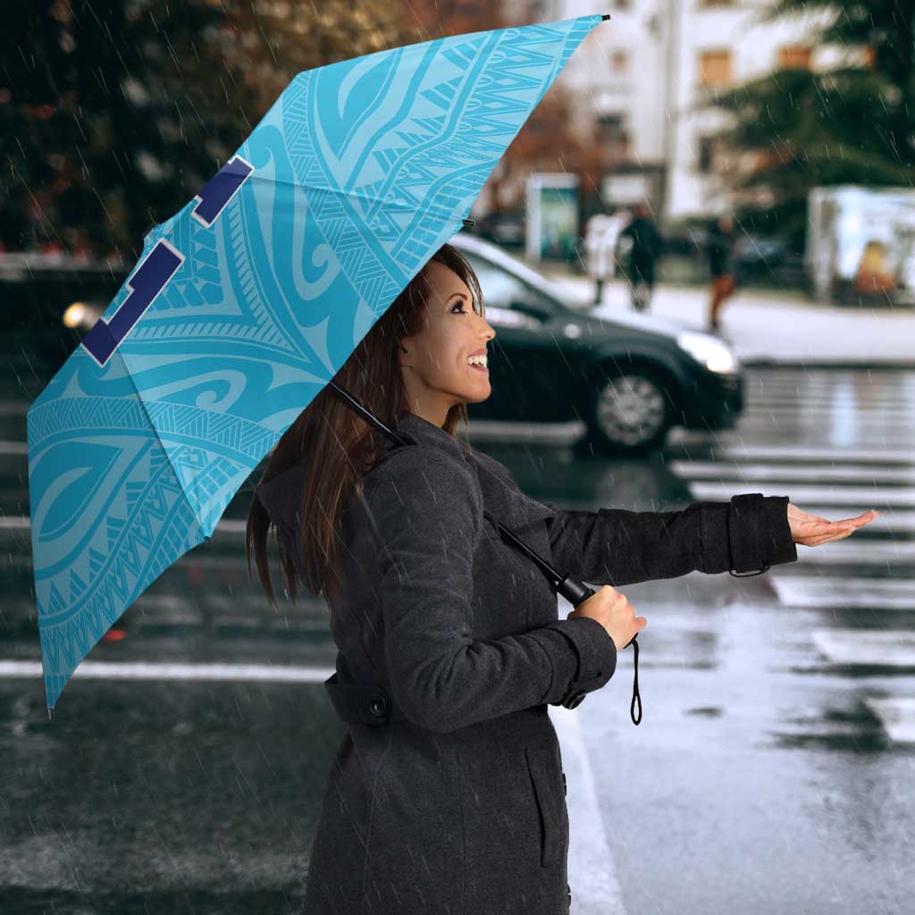 Queensland Samoa Custom Umbrella Blue Pacific Polynesian Tribal Pattern - Polynesian Pride