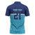Queensland Samoa Custom Zipper Polo Shirt Blue Pacific Polynesian Tribal Pattern - Polynesian Pride