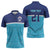 Queensland Samoa Custom Zipper Polo Shirt Blue Pacific Polynesian Tribal Pattern - Polynesian Pride