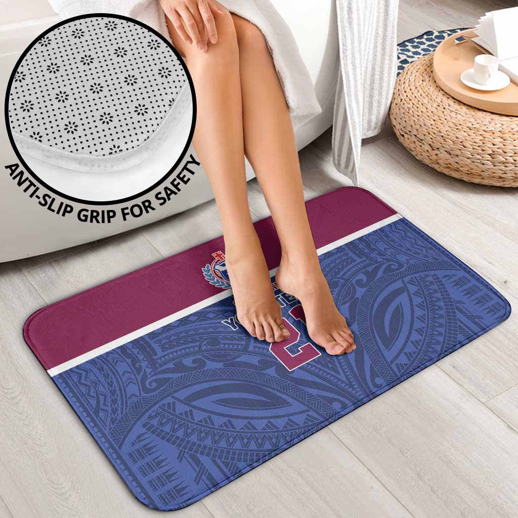 Queensland Samoa Custom Bathroom Set Maroon-Blue Pacific Polynesian Tribal Pattern - Polynesian Pride