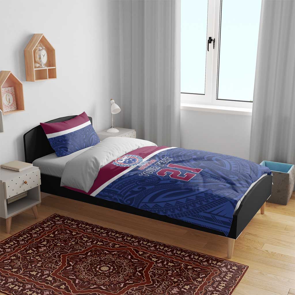 Queensland Samoa Custom Bedding Set Maroon-Blue Pacific Polynesian Tribal Pattern