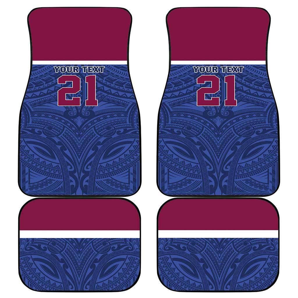 Queensland Samoa Custom Car Mats Maroon-Blue Pacific Polynesian Tribal Pattern