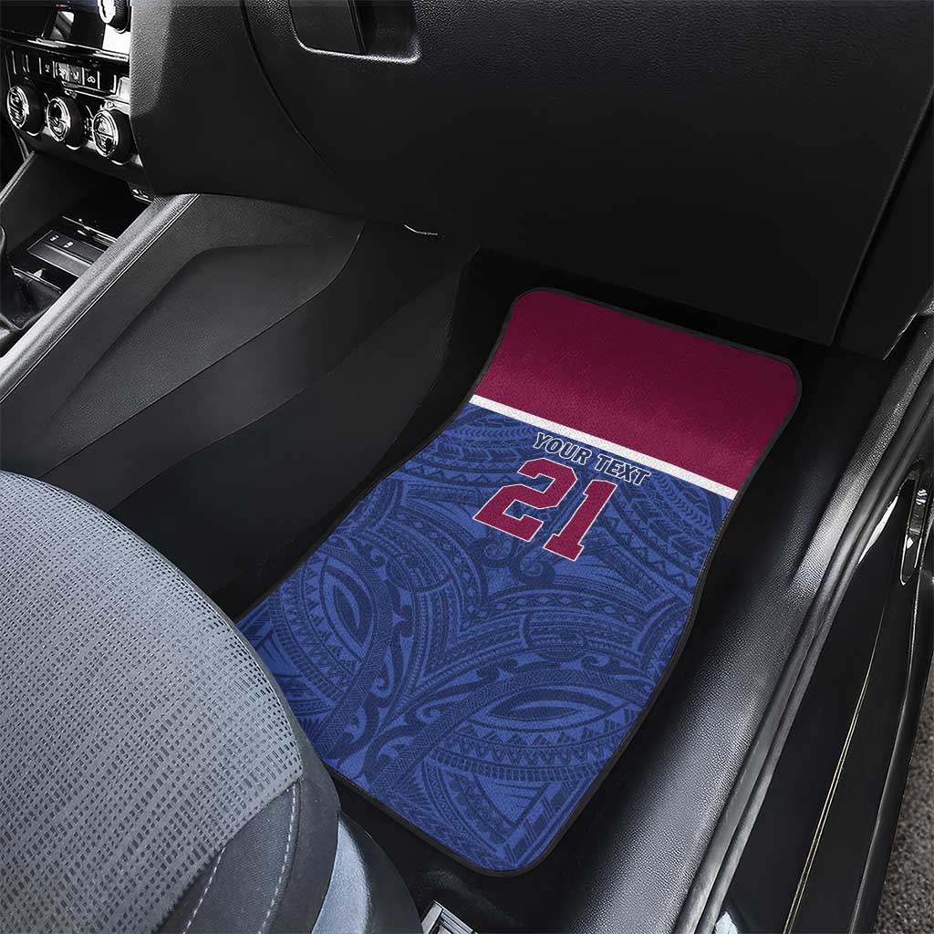 Queensland Samoa Custom Car Mats Maroon-Blue Pacific Polynesian Tribal Pattern
