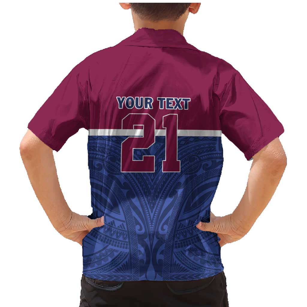 Queensland Samoa Custom Family Matching Mermaid Dress and Hawaiian Shirt Maroon-Blue Pacific Polynesian Tribal Pattern LT9 - Polynesian Pride