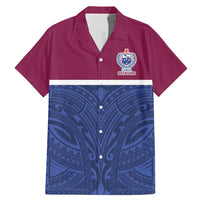 Queensland Samoa Custom Family Matching Mermaid Dress and Hawaiian Shirt Maroon-Blue Pacific Polynesian Tribal Pattern LT9 Dad's Shirt - Short Sleeve Dark Blue - Polynesian Pride