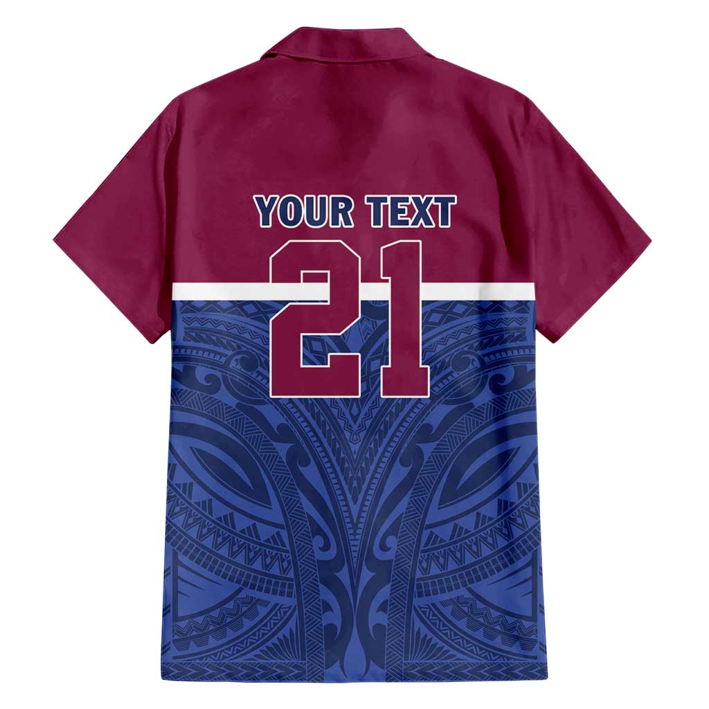 Queensland Samoa Custom Family Matching Short Sleeve Bodycon Dress and Hawaiian Shirt Maroon-Blue Pacific Polynesian Tribal Pattern LT9 - Polynesian Pride