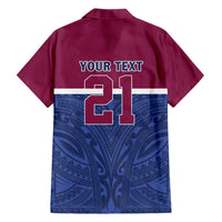Queensland Samoa Custom Family Matching Short Sleeve Bodycon Dress and Hawaiian Shirt Maroon-Blue Pacific Polynesian Tribal Pattern LT9 - Polynesian Pride