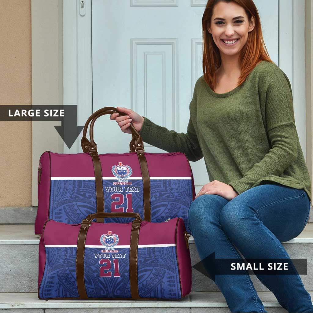 Queensland Samoa Custom Travel Bag Maroon-Blue Pacific Polynesian Tribal Pattern - Polynesian Pride