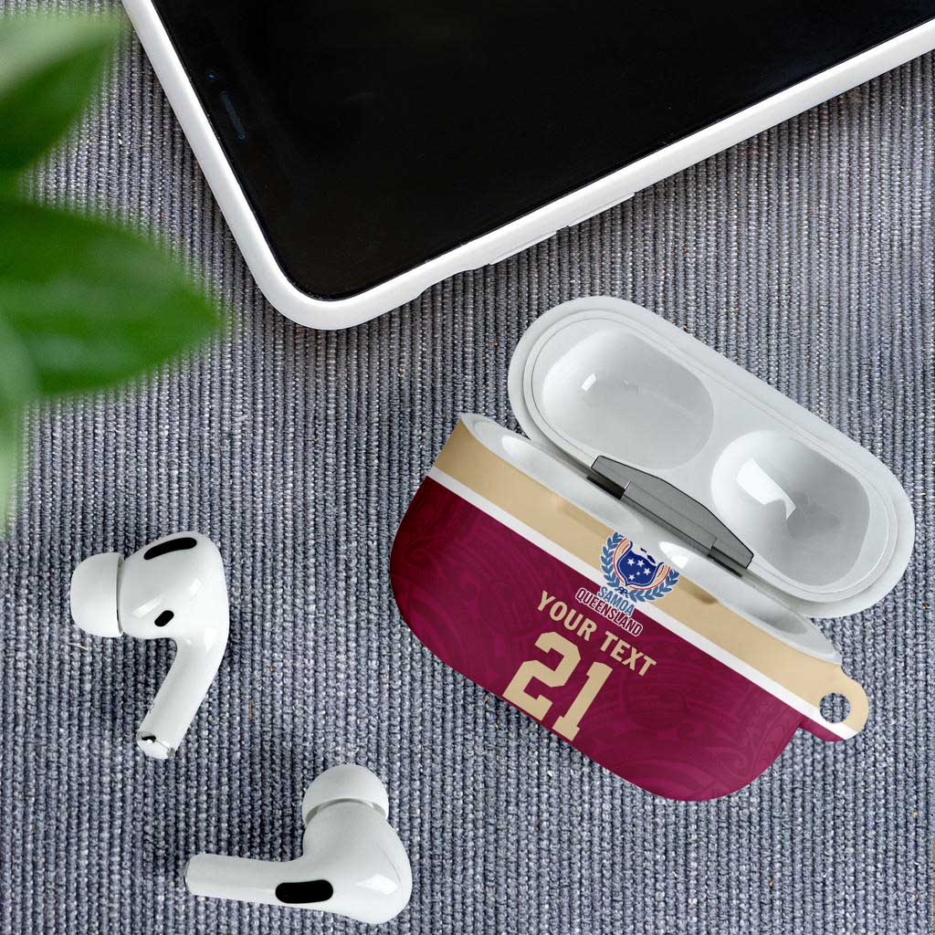 Queensland Samoa Custom AirPods Case Maroon Pacific Polynesian Tribal Pattern - Polynesian Pride