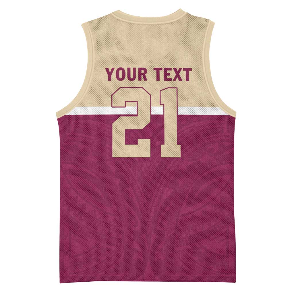 Queensland Samoa Custom Basketball Jersey Maroon Pacific Polynesian Tribal Pattern - Polynesian Pride