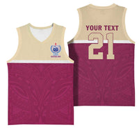 Queensland Samoa Custom Basketball Jersey Maroon Pacific Polynesian Tribal Pattern - Polynesian Pride