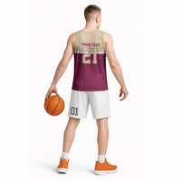 Queensland Samoa Custom Basketball Jersey Maroon Pacific Polynesian Tribal Pattern - Polynesian Pride