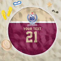 Queensland Samoa Custom Beach Blanket Maroon Pacific Polynesian Tribal Pattern