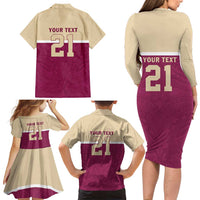 Queensland Samoa Custom Family Matching Long Sleeve Bodycon Dress and Hawaiian Shirt Maroon Pacific Polynesian Tribal Pattern LT9 - Polynesian Pride