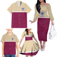 Queensland Samoa Custom Family Matching Off The Shoulder Long Sleeve Dress and Hawaiian Shirt Maroon Pacific Polynesian Tribal Pattern LT9 - Polynesian Pride