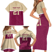 Queensland Samoa Custom Family Matching Short Sleeve Bodycon Dress and Hawaiian Shirt Maroon Pacific Polynesian Tribal Pattern LT9 - Polynesian Pride
