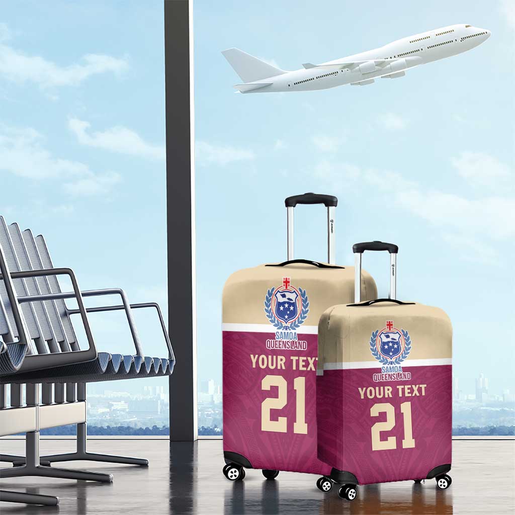 Queensland Samoa Custom Luggage Cover Maroon Pacific Polynesian Tribal Pattern