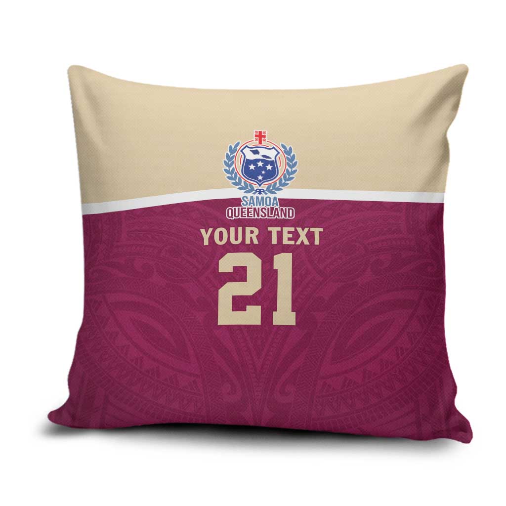 Queensland Samoa Custom Pillow Cover Maroon Pacific Polynesian Tribal Pattern - Polynesian Pride