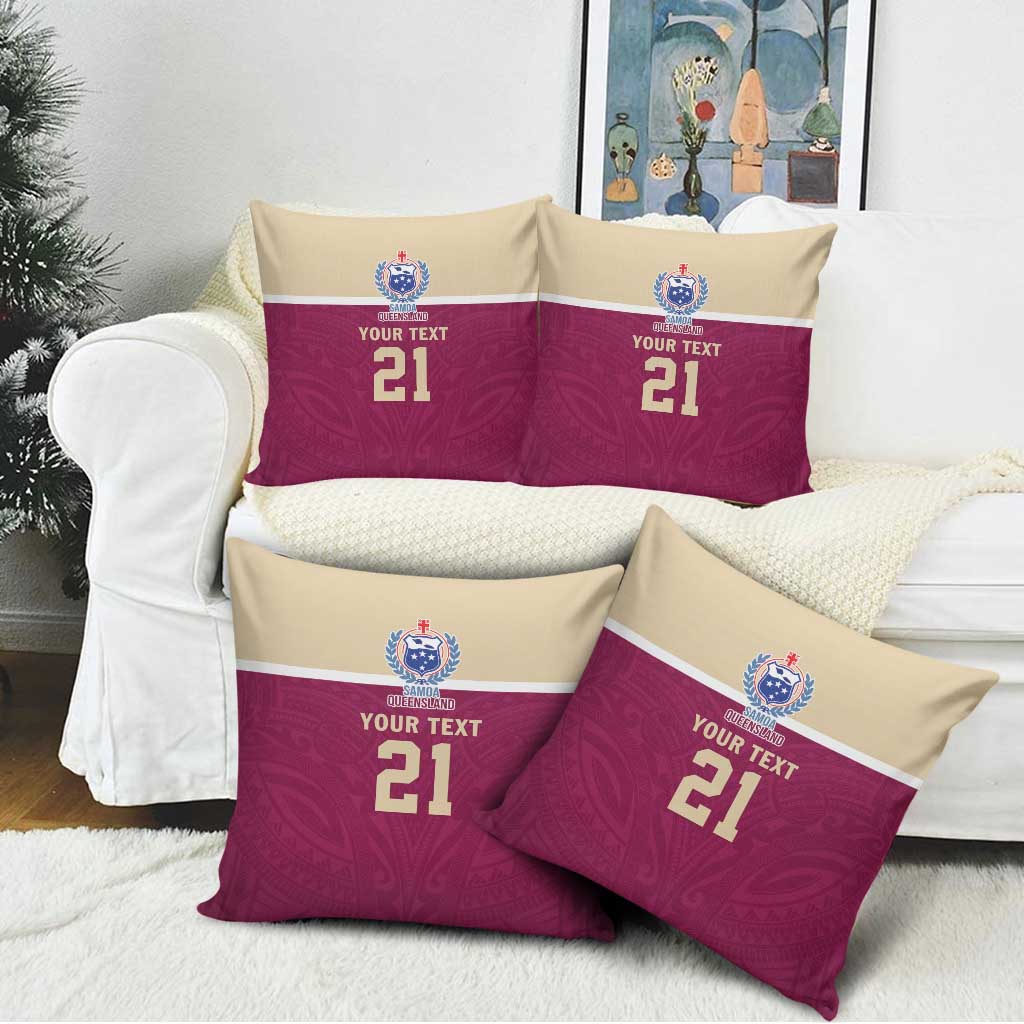 Queensland Samoa Custom Pillow Cover Maroon Pacific Polynesian Tribal Pattern - Polynesian Pride