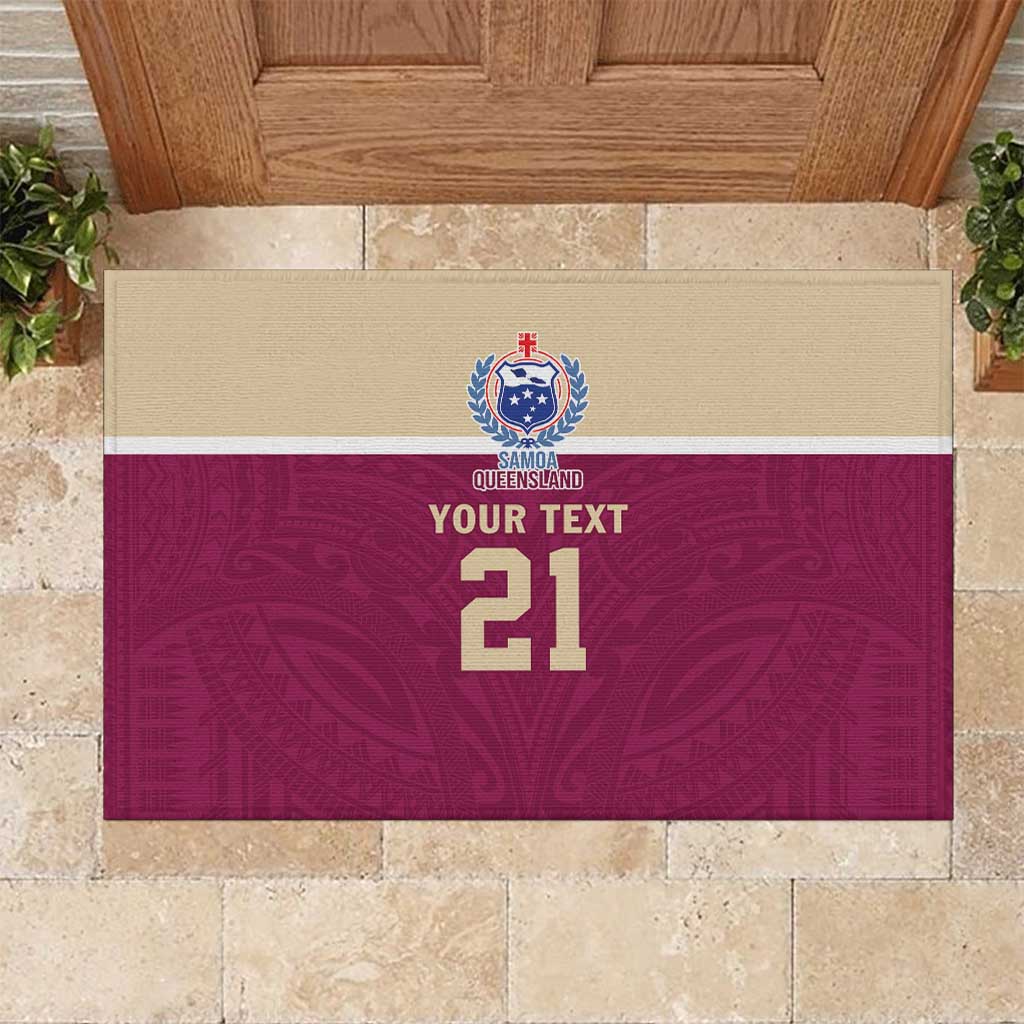 Queensland Samoa Custom Rubber Doormat Maroon Pacific Polynesian Tribal Pattern