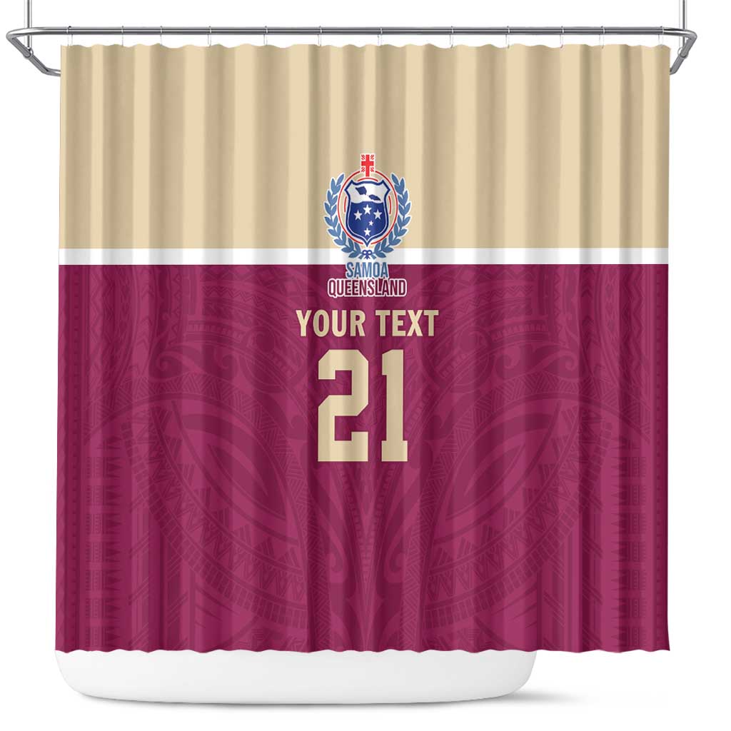 Queensland Samoa Custom Shower Curtain Maroon Pacific Polynesian Tribal Pattern