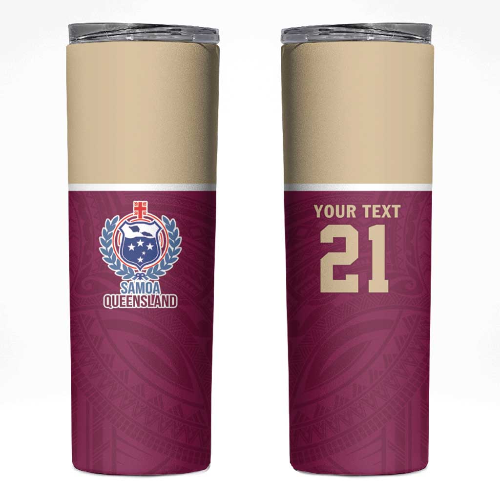 Queensland Samoa Custom Skinny Tumbler Maroon Pacific Polynesian Tribal Pattern LT9 Maroon - Polynesian Pride