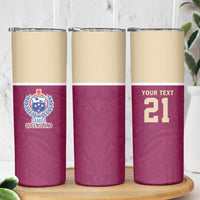 Queensland Samoa Custom Skinny Tumbler Maroon Pacific Polynesian Tribal Pattern LT9 - Polynesian Pride