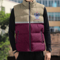 Queensland Samoa Custom Sleeveless Puffer Jacket Maroon Pacific Polynesian Tribal Pattern - Polynesian Pride