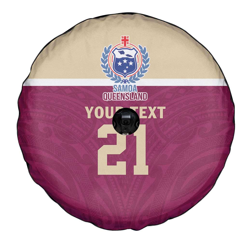 Queensland Samoa Custom Spare Tire Cover Maroon Pacific Polynesian Tribal Pattern