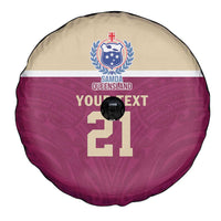 Queensland Samoa Custom Spare Tire Cover Maroon Pacific Polynesian Tribal Pattern