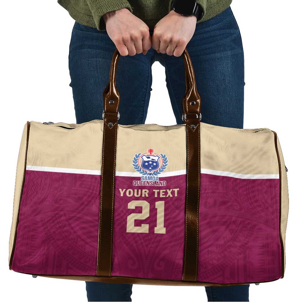 Queensland Samoa Custom Travel Bag Maroon Pacific Polynesian Tribal Pattern - Polynesian Pride