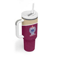 Queensland Samoa Custom Tumbler With Handle Maroon Pacific Polynesian Tribal Pattern