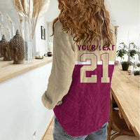Queensland Samoa Custom Women Casual Shirt Maroon Pacific Polynesian Tribal Pattern LT9 - Polynesian Pride