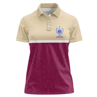 Queensland Samoa Custom Women Polo Shirt Maroon Pacific Polynesian Tribal Pattern LT9 Female Maroon - Polynesian Pride
