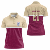 Queensland Samoa Custom Women Polo Shirt Maroon Pacific Polynesian Tribal Pattern LT9 - Polynesian Pride