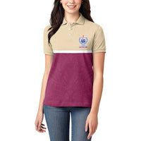 Queensland Samoa Custom Women Polo Shirt Maroon Pacific Polynesian Tribal Pattern LT9 - Polynesian Pride