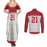 Queensland Tonga Custom Couples Matching Summer Maxi Dress and Long Sleeve Button Shirt QLD with Tongan Ngatu Pattern LT9 - Polynesian Pride