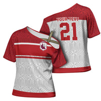 Queensland Tonga Custom Cross Shoulder Shirt QLD with Tongan Ngatu Pattern - Polynesian Pride