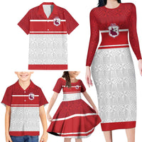 Queensland Tonga Custom Family Matching Long Sleeve Bodycon Dress and Hawaiian Shirt QLD with Tongan Ngatu Pattern LT9 - Polynesian Pride