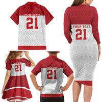 Queensland Tonga Custom Family Matching Long Sleeve Bodycon Dress and Hawaiian Shirt QLD with Tongan Ngatu Pattern LT9 - Polynesian Pride
