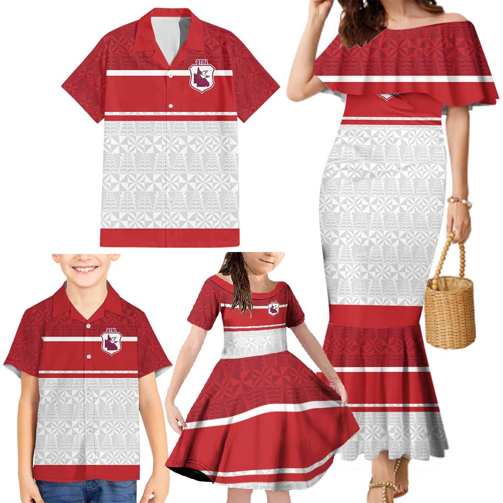 Queensland Tonga Custom Family Matching Mermaid Dress and Hawaiian Shirt QLD with Tongan Ngatu Pattern LT9 - Polynesian Pride