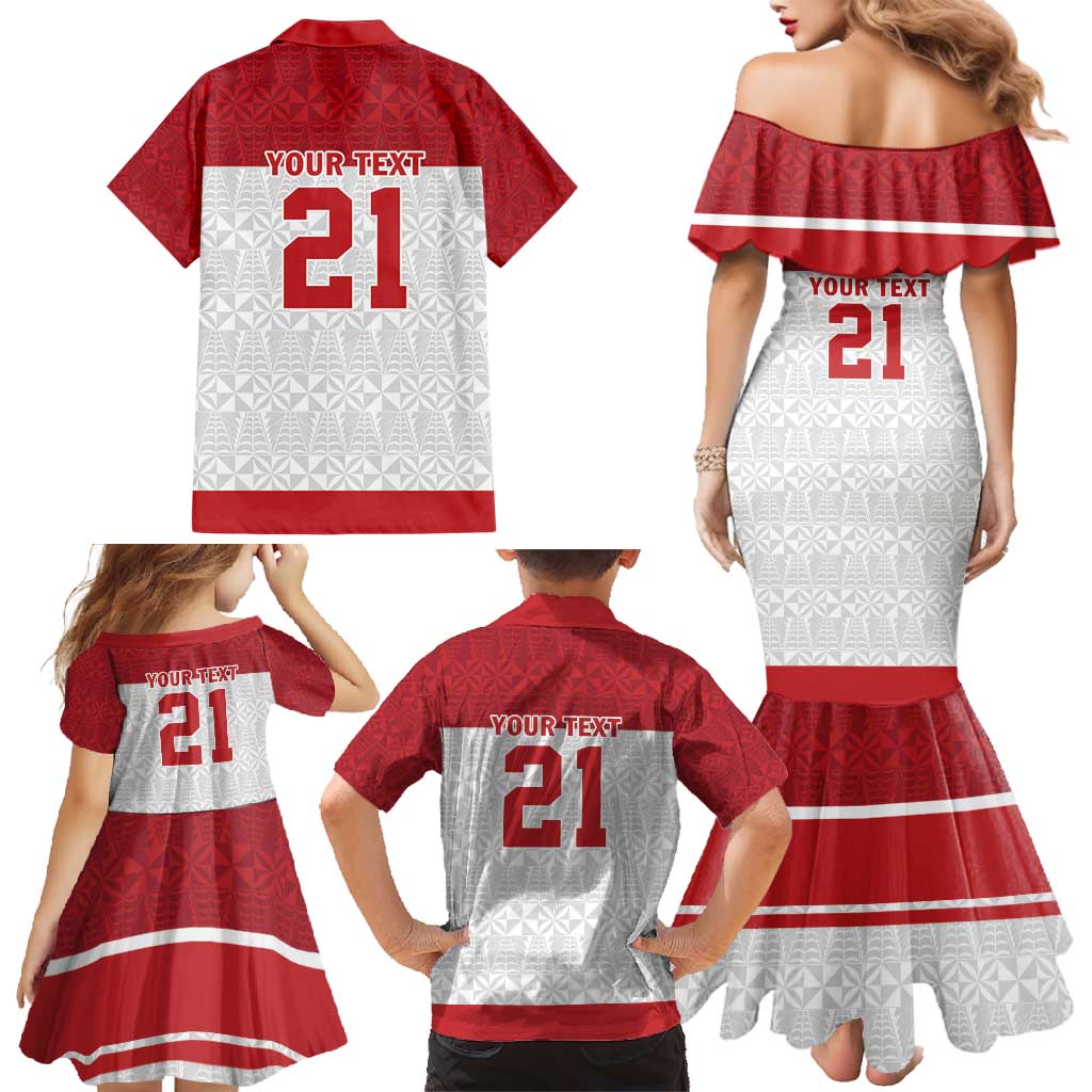 Queensland Tonga Custom Family Matching Mermaid Dress and Hawaiian Shirt QLD with Tongan Ngatu Pattern LT9 - Polynesian Pride